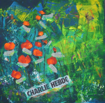 Named contemporary work « CHARLIE HEBDO : QUELQUES COQUELICOTS ..... », Made by MIREILLE MAURY