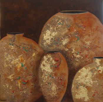 Named contemporary work « QUATRE POTERIES », Made by MIREILLE MAURY