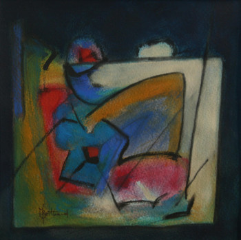 Named contemporary work « Fleur bleue au coeur rouge », Made by ALAIN BERTHAUD