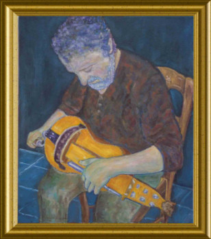 Named contemporary work « Le joueur de viellle », Made by ARTOIS