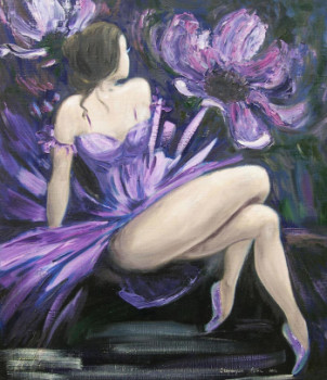 Named contemporary work « la jeune fille en violet », Made by STEPANYUK ALINA