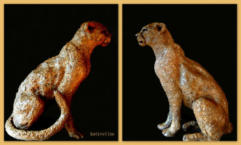 Named contemporary work « Cheetah, Guepard assis », Made by KATYVELINE