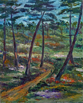 Named contemporary work « sentier en forêt landaise », Made by MICHEL HAMELIN