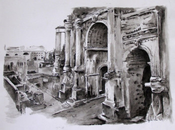 Named contemporary work « Rome,arc de Septime Sévère », Made by JEAN-LUC CELCE