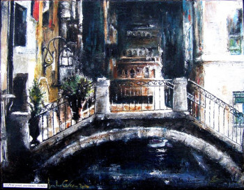 Named contemporary work « Venise, petit pont nocturne », Made by JEAN-LUC CELCE