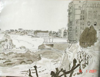 Named contemporary work « Biarritz - Le Basta et la Grande plage », Made by GUILLOU
