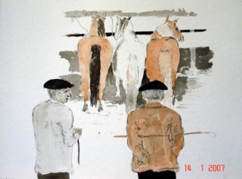 Named contemporary work « Foire aux chevaux 2 », Made by GUILLOU