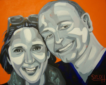 Named contemporary work « Selfie Fati et Pascal », Made by S.LOHMANN - SYLOH