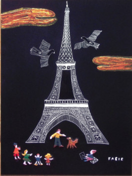 Named contemporary work « Sous la Tour Eiffel », Made by FABIE