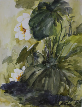 Named contemporary work « Lotus Blanc », Made by ZHUYAN