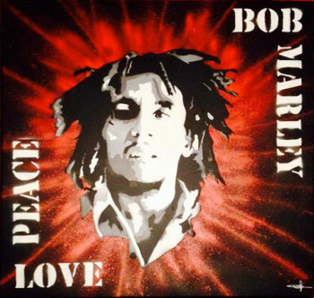 Named contemporary work « Bob Marley - Peace , Love . », Made by BRUNOCREM