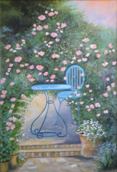 Named contemporary work « PETIT SALON BLEU », Made by MIREILLE MAURY