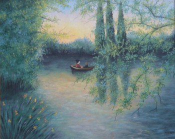 Named contemporary work « PROMENADE EN BARQUE », Made by MIREILLE MAURY