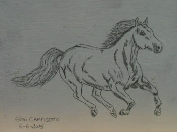 Named contemporary work « Cheval  », Made by ANGELINO CAMPIGOTTO