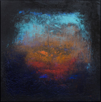 Named contemporary work « Noir, turquoise, orange », Made by MURIEL MELIN