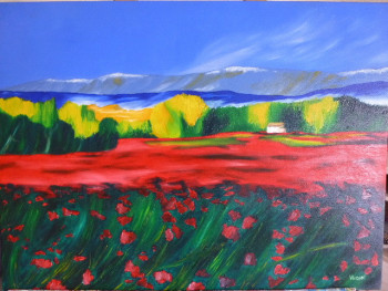 Named contemporary work « Champs de coquelicots en Provence. D'après... », Made by VYKING