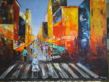 Named contemporary work « RUE PIETONNE », Made by MIREILLE MAURY