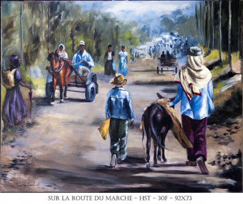 Named contemporary work « SUR LA ROUTE DU MARCHE », Made by FRANçOISE LEDAMOISEL