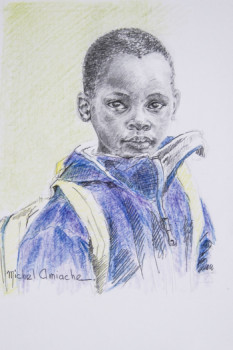 Named contemporary work « Jeune écolier kényan - Young kenyan schoolboy... », Made by MICHEL AMIACHE