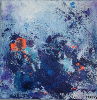Named contemporary work « NEBULEUSE BLEUE 3 », Made by MIREILLE MAURY