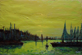 Named contemporary work « Matin au Port », Made by JACKY MONKA