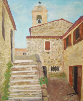 Named contemporary work « Village provençal », Made by GUY  ROMEDENNE