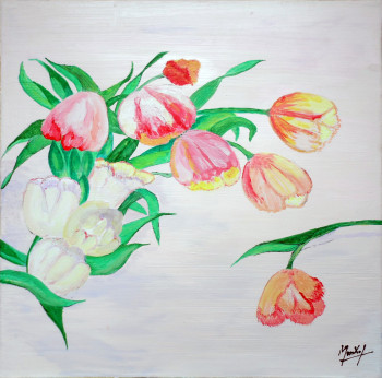 Named contemporary work « Les tulipes », Made by JACKY MONKA