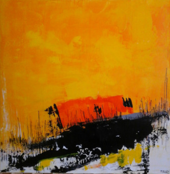 Named contemporary work « YELLOW 3 », Made by MIREILLE MAURY