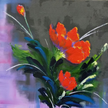 Named contemporary work « feu d'artifice floral », Made by KRYSTEL