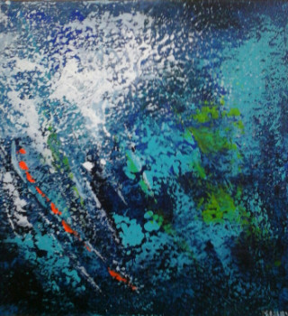 Named contemporary work « FRAICHEUR BLEUE 30 », Made by MIREILLE MAURY