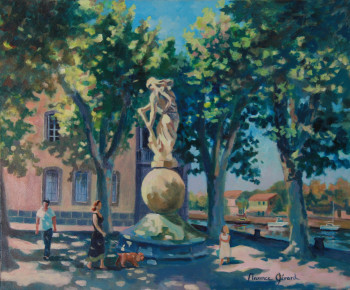 Named contemporary work « Agde, été place de la Marine », Made by MAXENCE GERARD