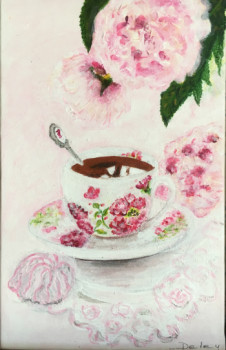 Named contemporary work « Tea Time -'belle porcelaine », Made by PATRICIA DELEY