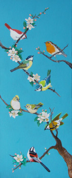 Named contemporary work « oiseaux des jardins », Made by ELIZABETH BLAIN