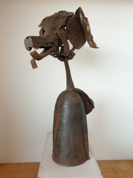 Named contemporary work « Tête de chien », Made by MURIEL MAREC