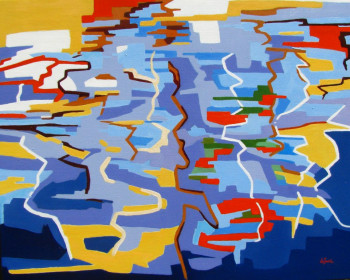 Named contemporary work « Reflets dans le port de Sète », Made by JEAN-NOëL LE JUNTER