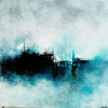 Named contemporary work « BROUILLARD BLEU », Made by MIREILLE MAURY