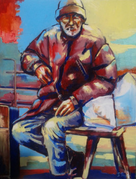 Named contemporary work « Homeless, Marin à terre », Made by PHILOU