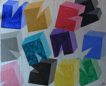 Named contemporary work « cubes 2 », Made by JEAN FRANçOIS GUILLEMET