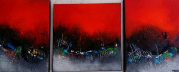 Named contemporary work « TROIS ROUGES », Made by MIREILLE MAURY