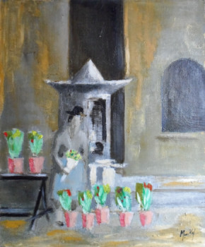 Named contemporary work « Marché aux fleurs », Made by JACKY MONKA