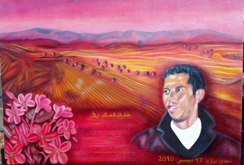 Named contemporary work « Hommage au martyre de la révolution Tunisienne : Mohamed BOUAZIZI (oeuvre N°1) », Made by ABERNARDO