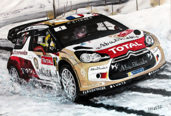 Named contemporary work « Monte Carlo 2013- CITROEN DS3 WRC- SEBASTIEN LOEB- DANIEL ELENA », Made by ALAIN PINEDE