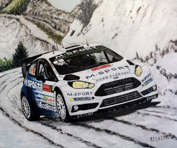 Named contemporary work « Monte Carlo 2015- FORD FIESTA WRC- TANAK OTT- MOLDER RAIGO », Made by ALAIN PINEDE