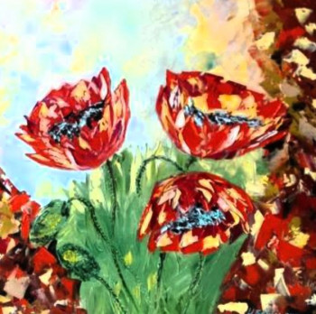 Named contemporary work « Des coquelicotes 2 », Made by BEKIS ULJANA