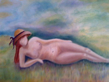 Named contemporary work « Jeune fille au chapeau », Made by CAT