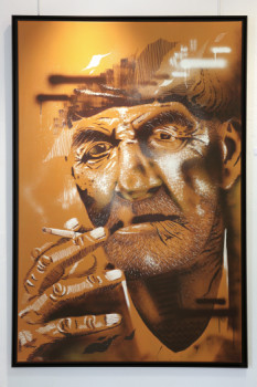 Named contemporary work « Smoking Homeless », Made by SUPA SMOKA