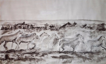 Named contemporary work « Chevaux camarguais », Made by BARTLET-DROUZY