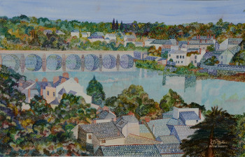 Named contemporary work « Pont sur la Loire (Saumur) », Made by AFFIF CHERFAOUI