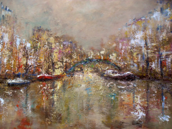 Named contemporary work « canal St Martin », Made by ALAIN COJAN