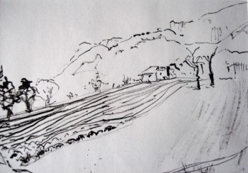 Named contemporary work « Paysage de la Drôme 6 », Made by GUILLOU